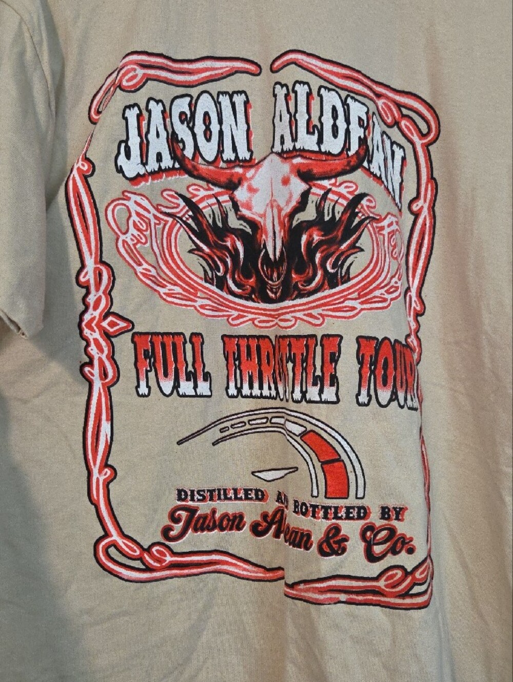 Jason Aldean Beige Graphic Tour T-Shirt The Full Throttle Tour Size Xl - Picture 2 of 6